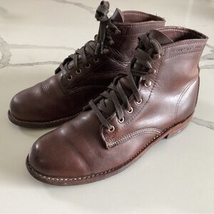 Wolverine 1000 Mile Plain Toe Brown Leather Boots Size US 7.5 D